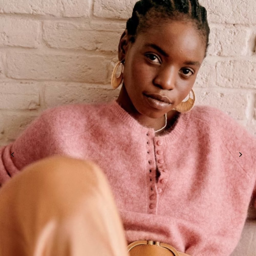 Sezane Pink Crew Neck Sweater